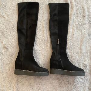 Baldinini crystal embellished over knee suede boots, size 38(7,5)